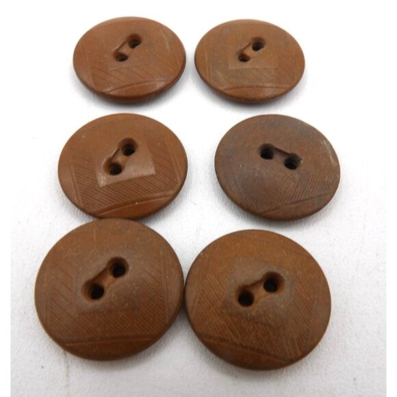 Dress Jacket Buttons Brown with Scribed w diamond Pattern 6 count 2 hole ¾ inch - Picture 1 of 2